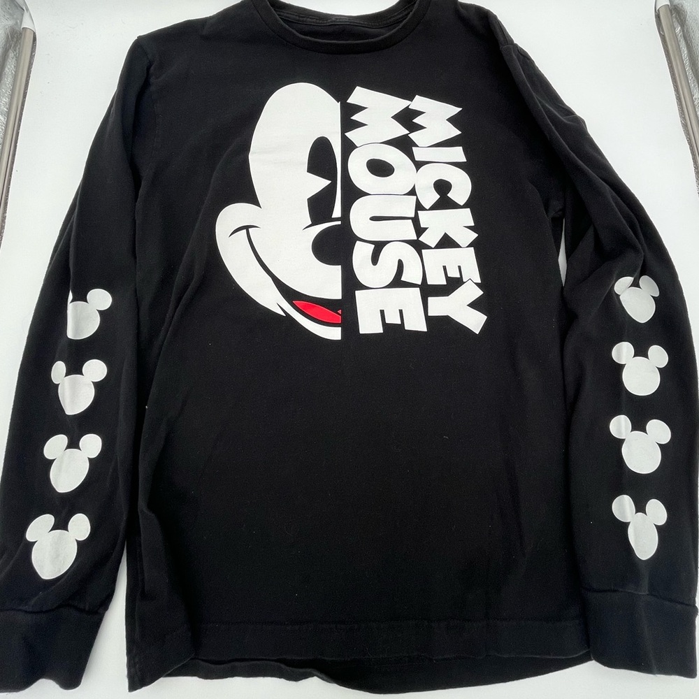 Disney World Mickey Mouse character Black Long Sleeve cottonTee Shirt Mens L